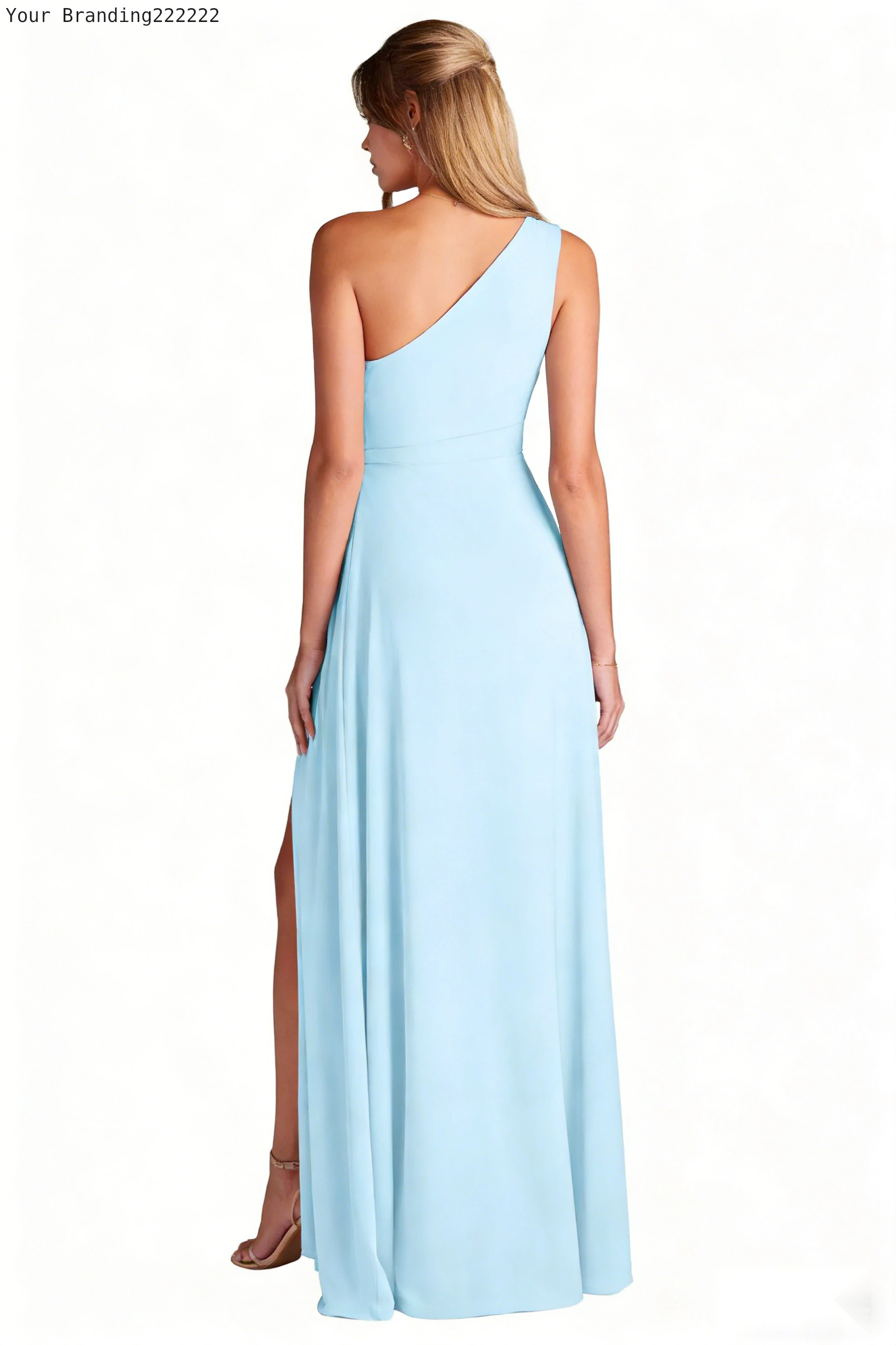 One-Shoulder High-Slit Gown