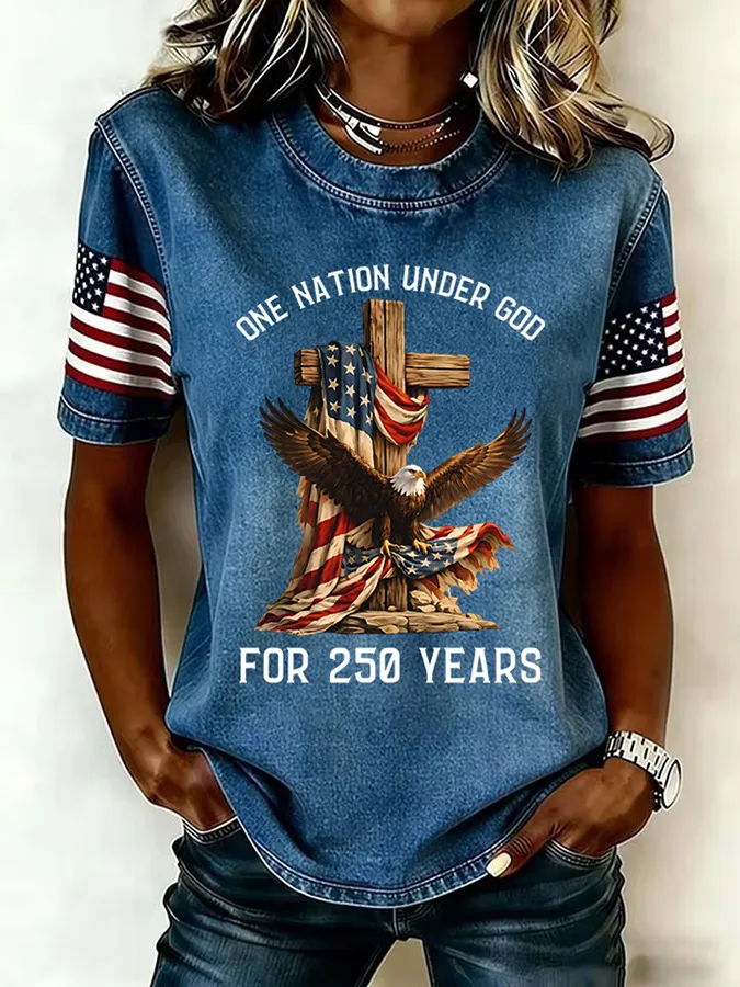 Blue - Casual Independence Day (Flag) Crew