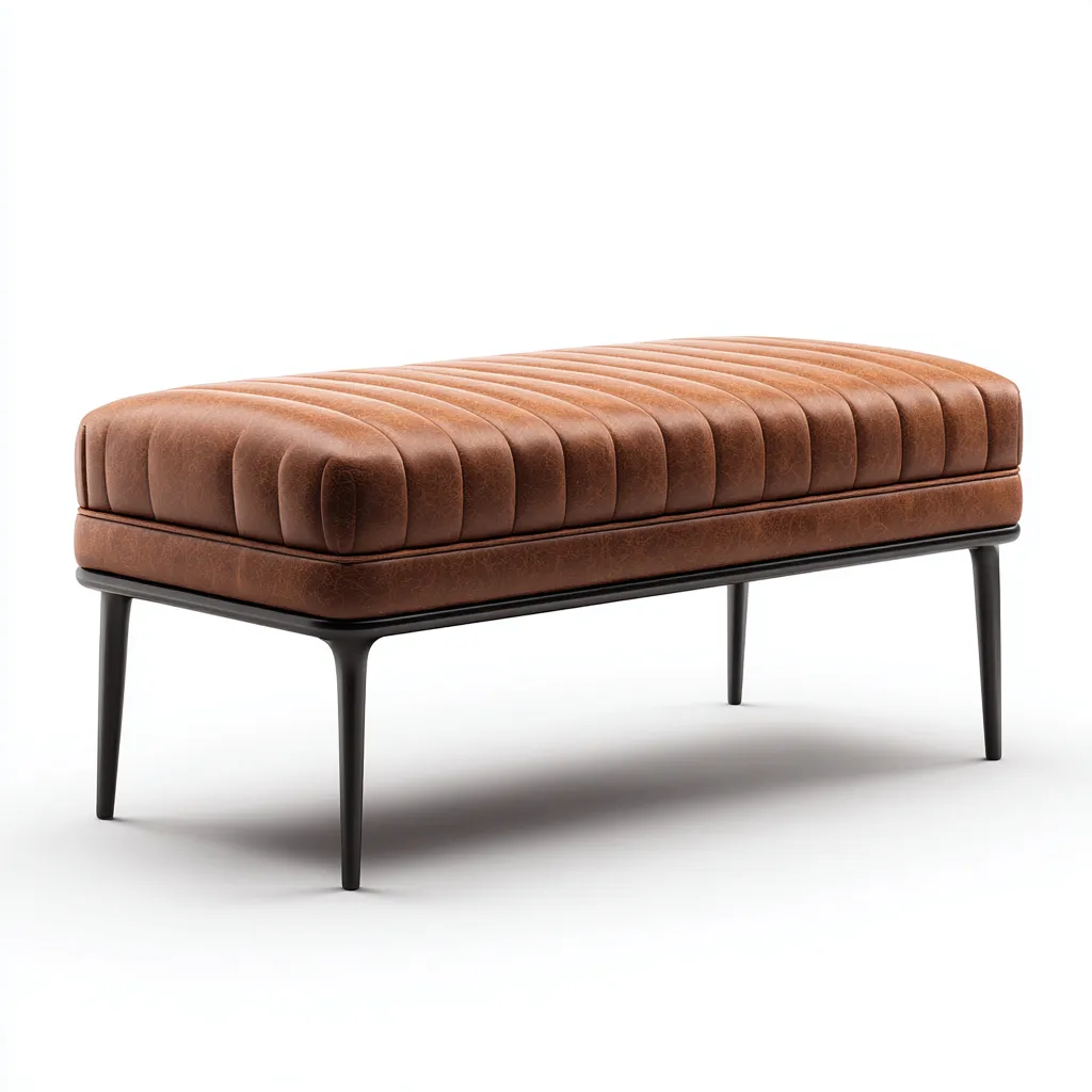 Panca Per Letto Imbottita Pelle Sintetica 115x45x48 Cm - Marrone - Design Moderno-Reststa