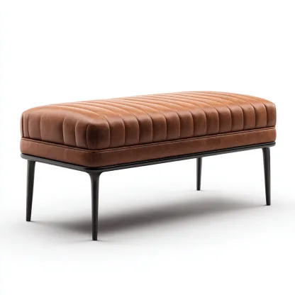 Panca Per Letto Imbottita Pelle Sintetica 115x45x48 Cm - Marrone - Design Moderno-Reststa