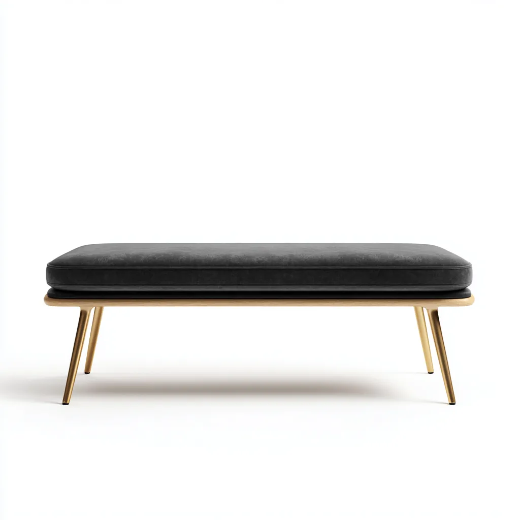 Panca Per Letto Imbottita Velluto E Metallo 118x40x46 Cm - Grigio Scuro - Design Moderno-Reststa