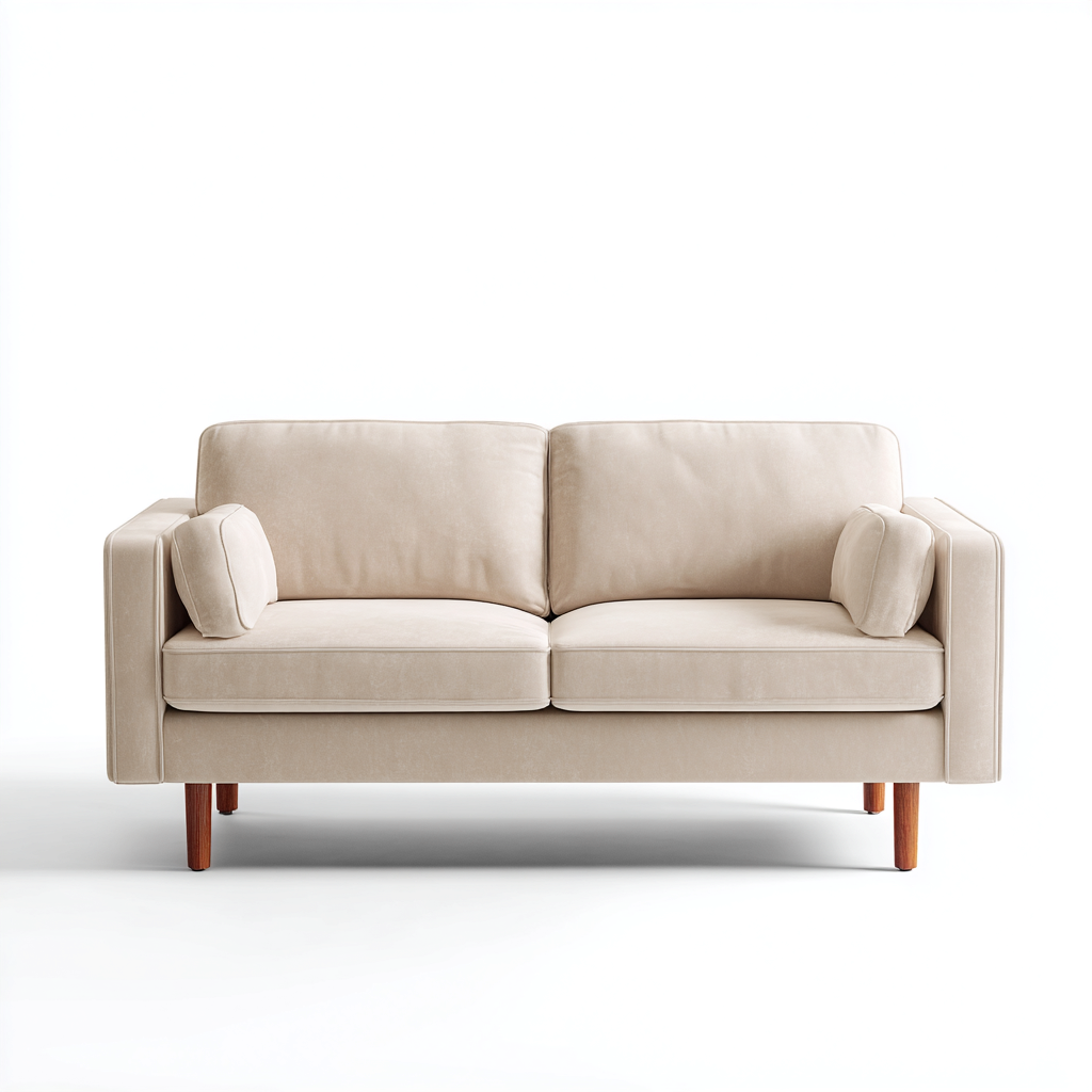 Divano A Due Posti Velluto 170x82x80 Cm - Beige - Adatto Per Soggiorno - Design Moderno-Reststa