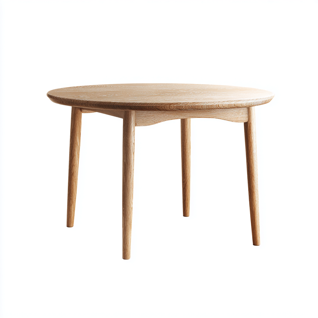 Tavolo Da Pranzo Rotondo In Legno Massello 110X110X75 Cm - Rovere Naturale - Design Moderno Per Sala Da Pranzo-Reststa