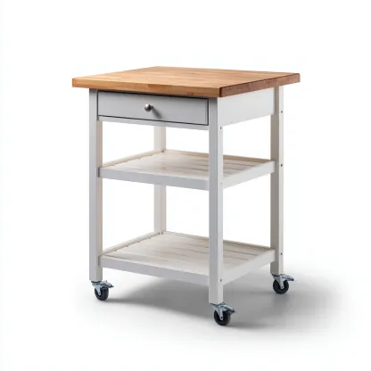 Carrello Da Cucina Legno-Metallo 52X40X89 Cm - Bianco-Legno Naturale - Adatto Per Cucina - Design Moderno-Reststa