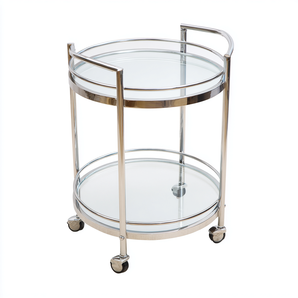Carrello Da Cucina Metallo-Vetro 45X45X75 Cm - Argento-Trasparente - Adatto Per Cucina - Design Moderno-Reststa