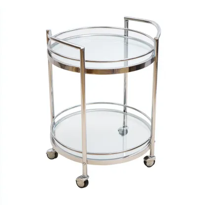 Carrello Da Cucina Metallo-Vetro 45X45X75 Cm - Argento-Trasparente - Adatto Per Cucina - Design Moderno-Reststa