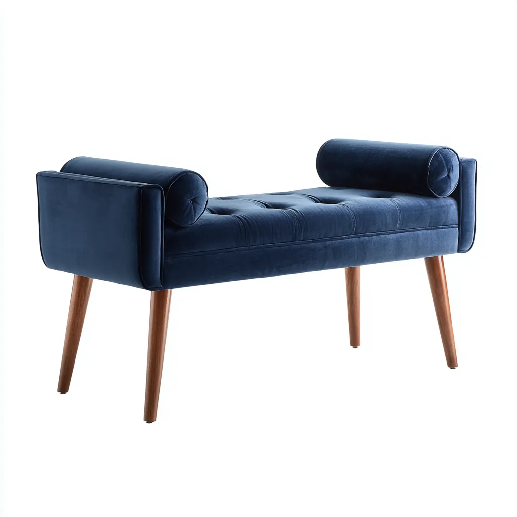 Panca Per Letto Imbottita Velluto 115x40x50 Cm - Blu Navy - Design Moderno-Reststa