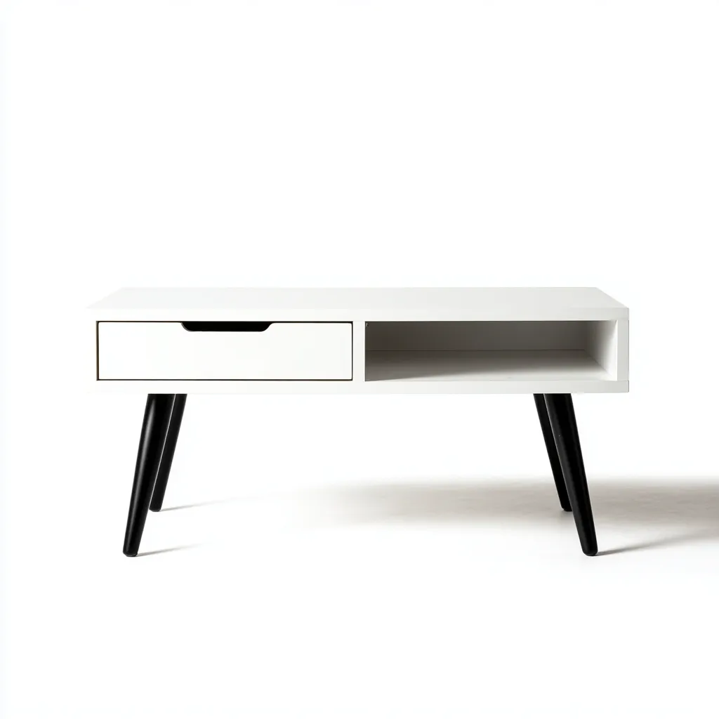 Tavolino Da Caffè Legno 100X50X45 Cm - Bianco-Nero - Adatto Per Soggiorno - Design Moderno-Reststa