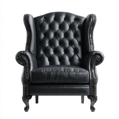 Poltrona Pelle 100x92x120 Cm - Nero - Adatta Per Soggiorno - Design Classico-Reststa