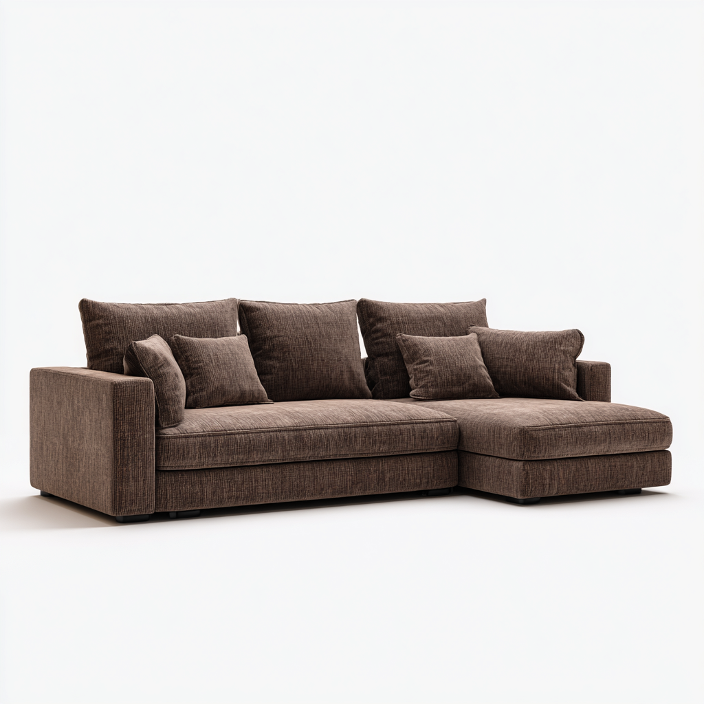 Divano Angolare Tessuto 250X185X90 Cm - Marrone - Adatto Per Soggiorno - Design Moderno-Reststa