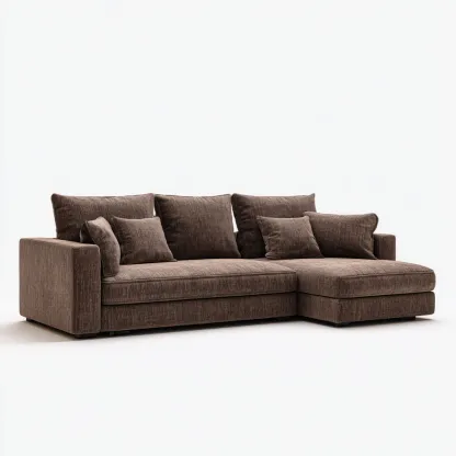 Divano Angolare Tessuto 250X185X90 Cm - Marrone - Adatto Per Soggiorno - Design Moderno-Reststa