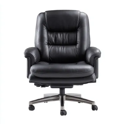 Sedia Da Ufficio In Vera Pelle 72x78x118 Cm Nera Per Ufficio - Design Ergonomico Imbottito-Reststa