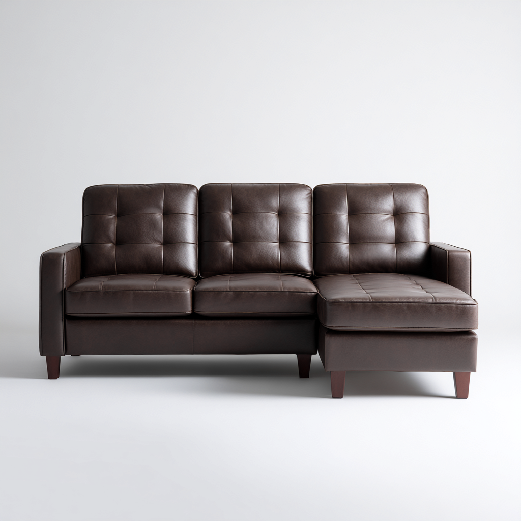 Divano Angolare Pelle 260X155X86 Cm - Marrone - Design Moderno-Reststa