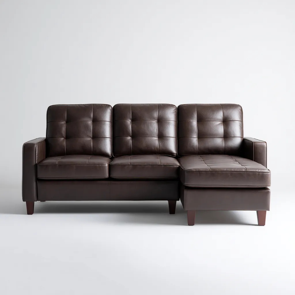 Divano Angolare Pelle 260X155X86 Cm - Marrone - Design Moderno-Reststa