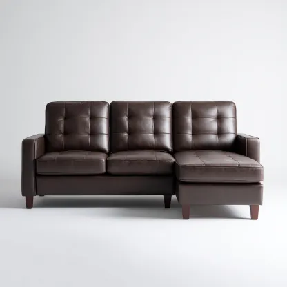 Divano Angolare Pelle 260X155X86 Cm - Marrone - Design Moderno-Reststa