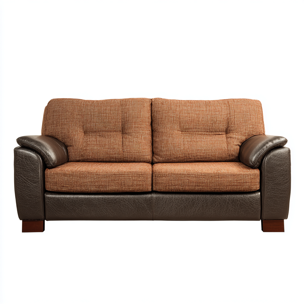 Divano A Due Posti Tessuto E Pelle 170x88x90 Cm - Marrone-Scuro - Adatto Per Soggiorno - Stile Moderno-Reststa