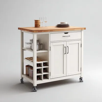 Isola Da Cucina Legno 95X50X88 Cm - Bianco-Naturale - Adatta Per Cucina - Design Funzionale-Reststa