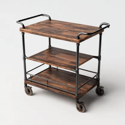 Carrello Da Cucina Metallo-Legno 68X38X83 Cm - Nero-Marrone Scuro - Adatto Per Cucina - Design Industriale-Reststa