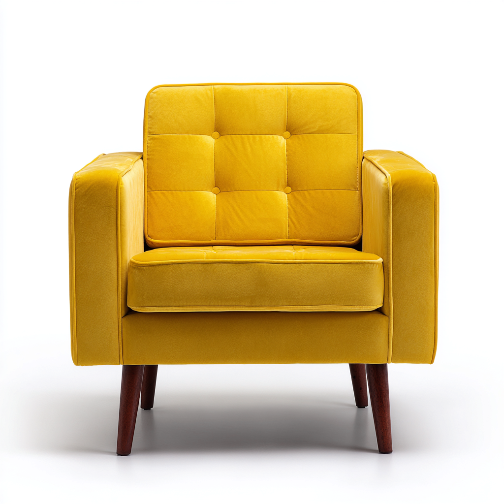 Poltrona Velluto 74x78x89 Cm - Giallo - Adatta Per Soggiorno - Stile Nordico-Reststa