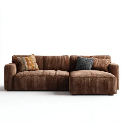 Divano Angolare Tessuto 259X163X82 Cm - Marrone - Adatto Per Soggiorno - Design Moderno-Reststa