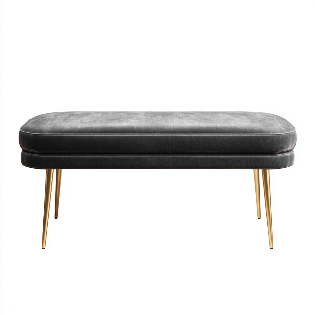 Panca Per Letto Imbottita Velluto 120x45x48 Cm - Grigio Scuro - Design Moderno-Reststa