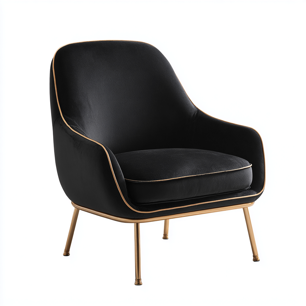 Poltrona Velluto 82x75x90 Cm - Nero - Adatta Per Soggiorno - Design Moderno-Reststa