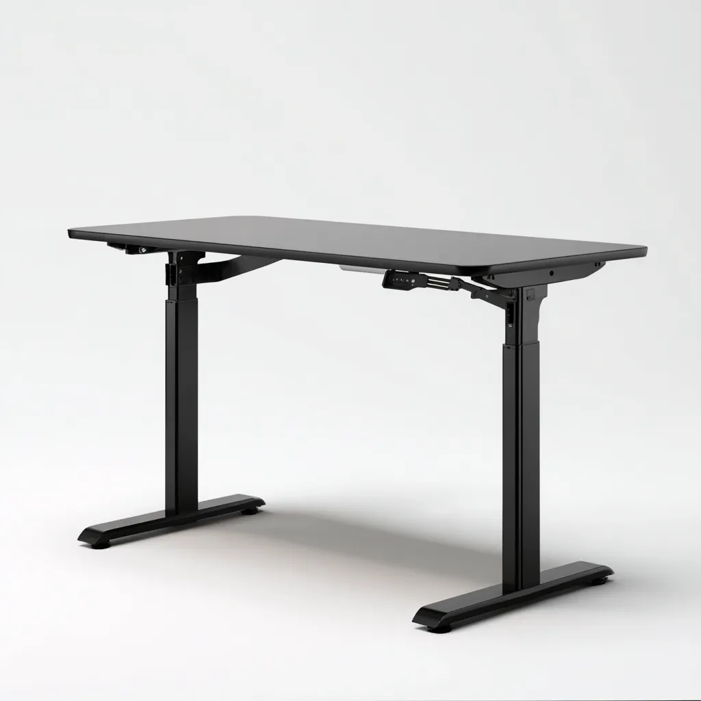 Scrivania In Metallo E Pannello 120x60x75 Cm Colore Nero - Tavolo Da Lavoro Fisso Per Ufficio-Reststa