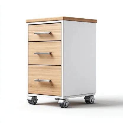 Armadio Per Ufficio In Legno Metallo 45X40X70 Cm - Bianco-Rovere Chiaro - Design Con Ruote Per Archivio Ufficio-Reststa