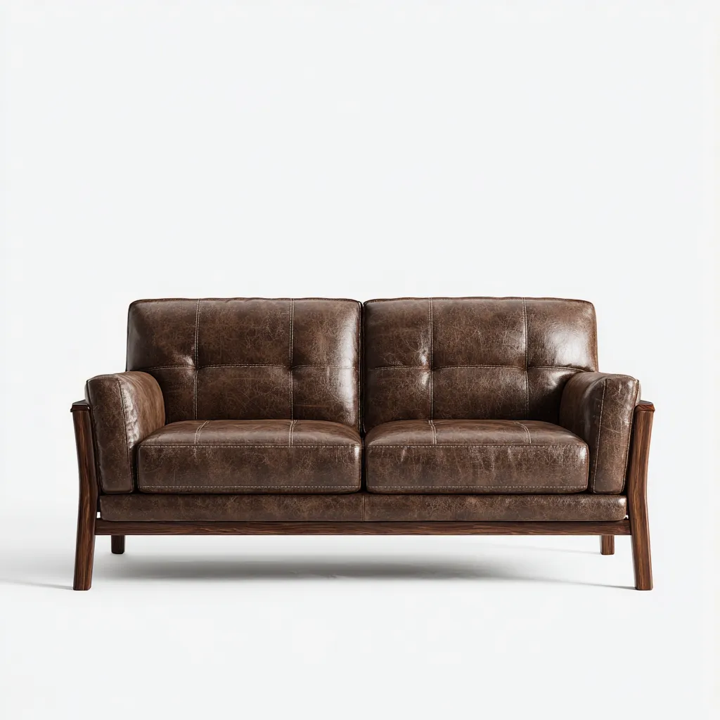 Divano A Due Posti Pelle 165x82x84 Cm - Marrone Scuro - Adatto Per Soggiorno - Stile Vintage-Reststa