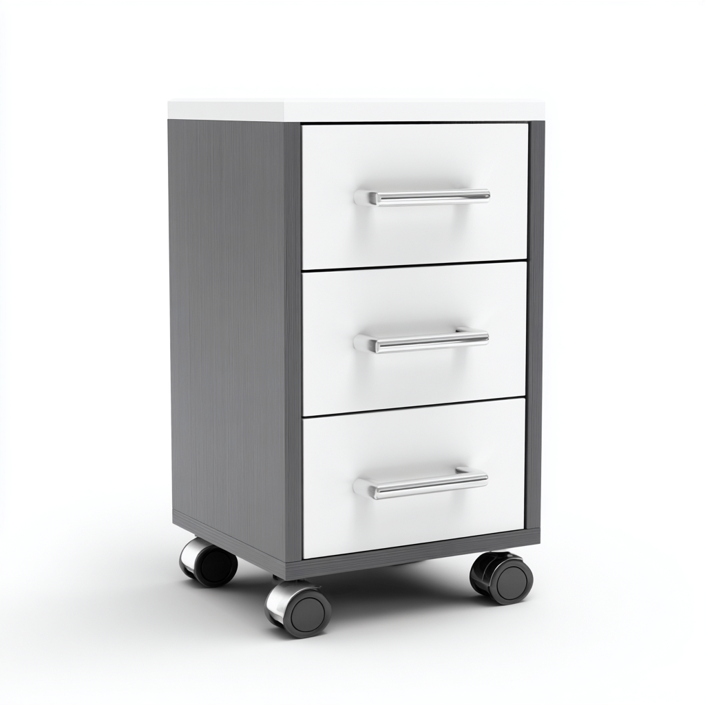 Armadio Per Ufficio In Metallo Legno 42X40X70 Cm - Bianco-Grigio - Design Con Ruote Per Archivio Ufficio-Reststa