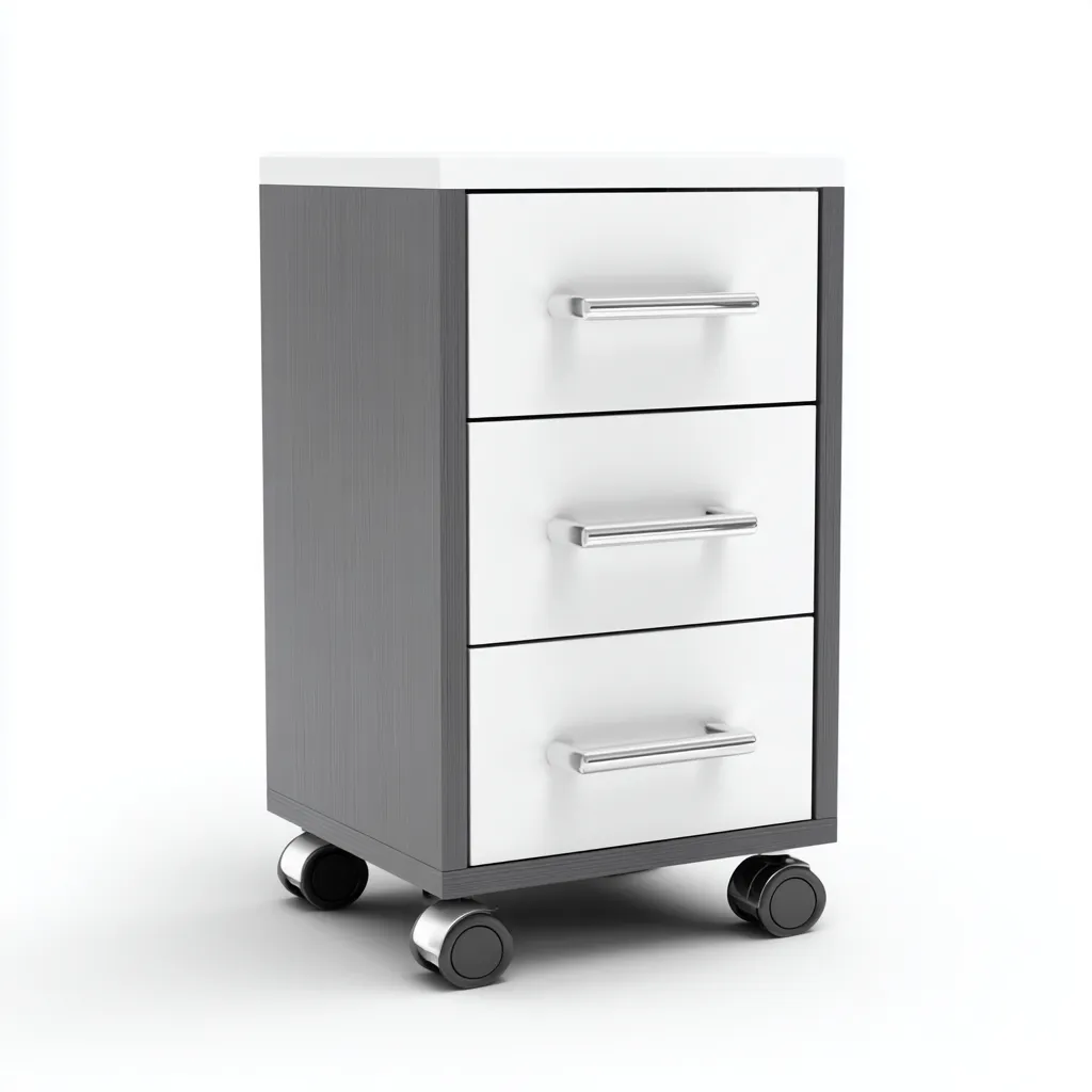 Armadio Per Ufficio In Metallo Legno 42X40X70 Cm - Bianco-Grigio - Design Con Ruote Per Archivio Ufficio-Reststa