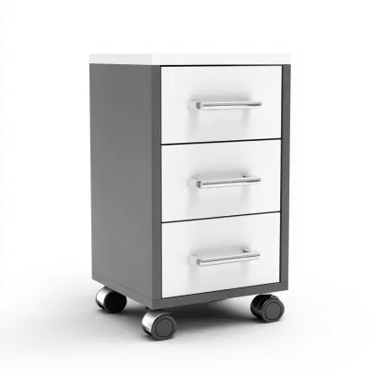 Armadio Per Ufficio In Metallo Legno 42X40X70 Cm - Bianco-Grigio - Design Con Ruote Per Archivio Ufficio-Reststa