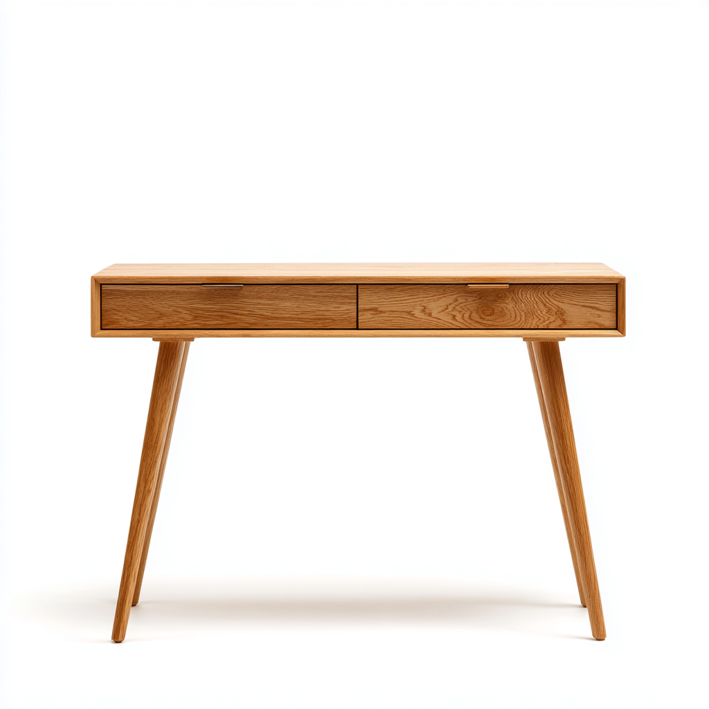 Scrivania In Legno Massello 108x45x78 Cm Colore Naturale - Tavolo Da Lavoro In Stile Scandinavo Per Ufficio-Reststa