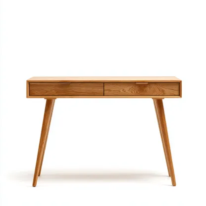 Scrivania In Legno Massello 108x45x78 Cm Colore Naturale - Tavolo Da Lavoro In Stile Scandinavo Per Ufficio-Reststa