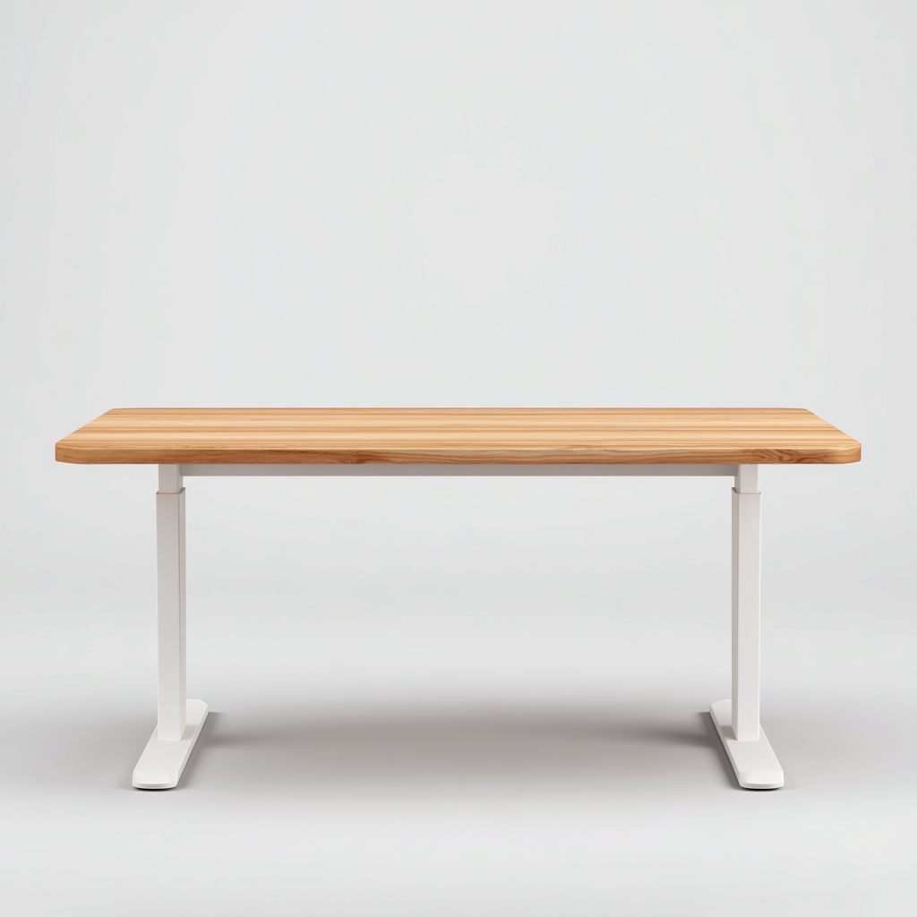 Scrivania In Metallo E Legno 120x60x75 Cm Rovere Chiaro-Bianco - Tavolo Da Lavoro Fisso Per Ufficio-Reststa