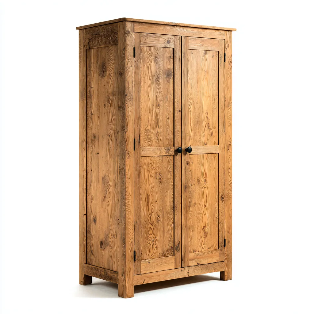 Armadio - Legno - 190X95X55 Cm - Legno Naturale - Design Rustico Con Finitura Nodata-Reststa