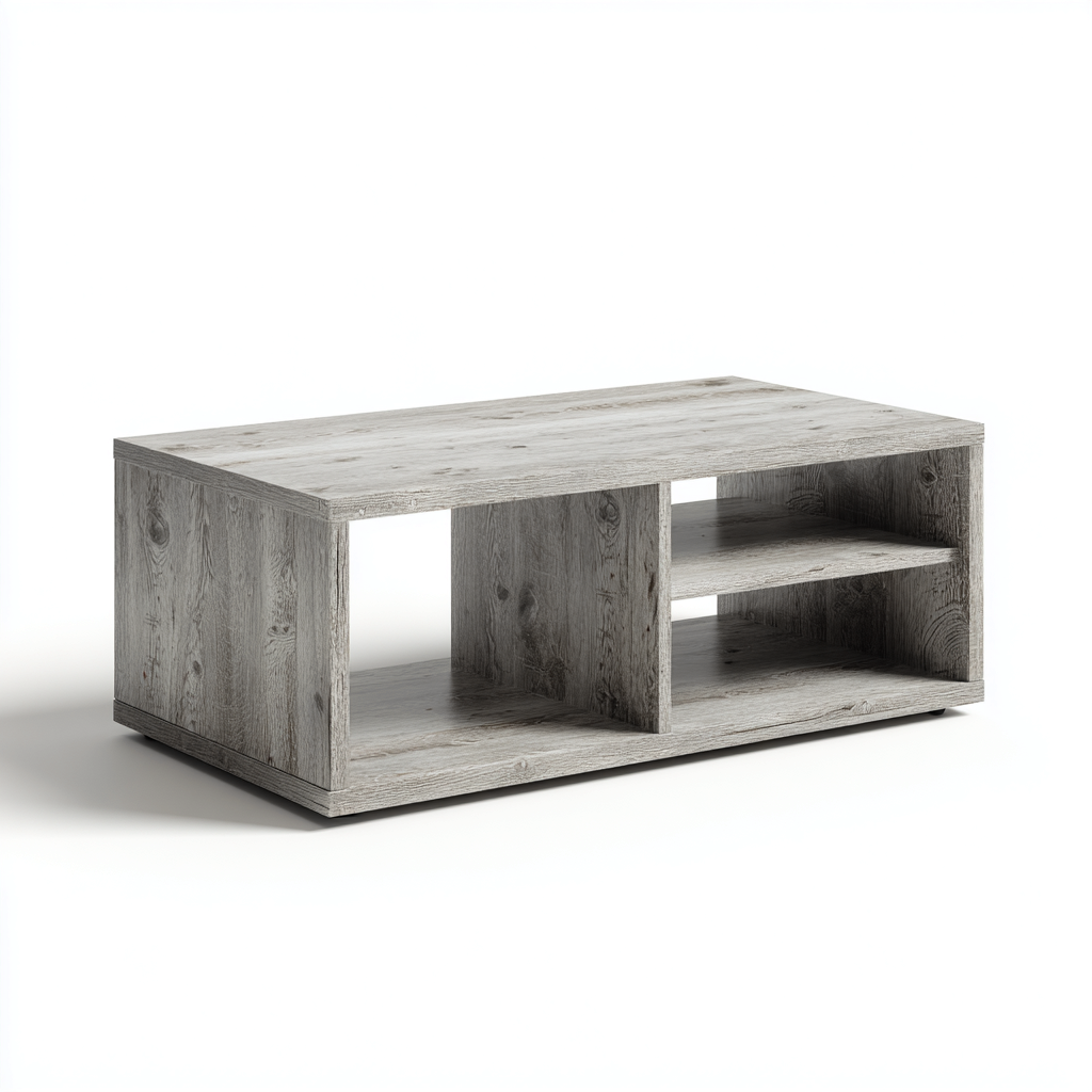 Tavolino Da Caffè Legno 110X55X42 Cm - Grigio Legno - Adeguato Per Soggiorno - Design Moderno-Reststa