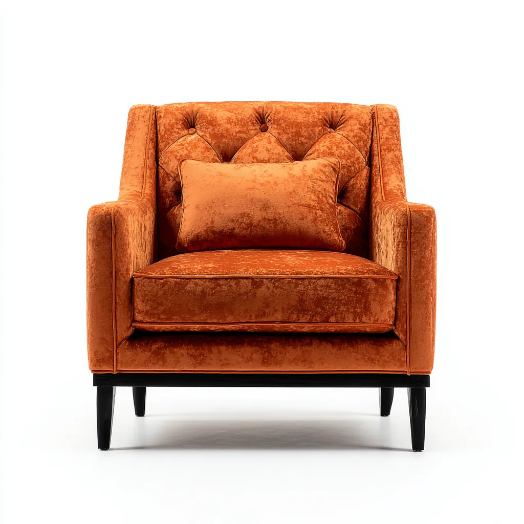 Poltrona Velluto 92x84x88 Cm - Arancione - Adatta Per Soggiorno - Design Moderno-Reststa