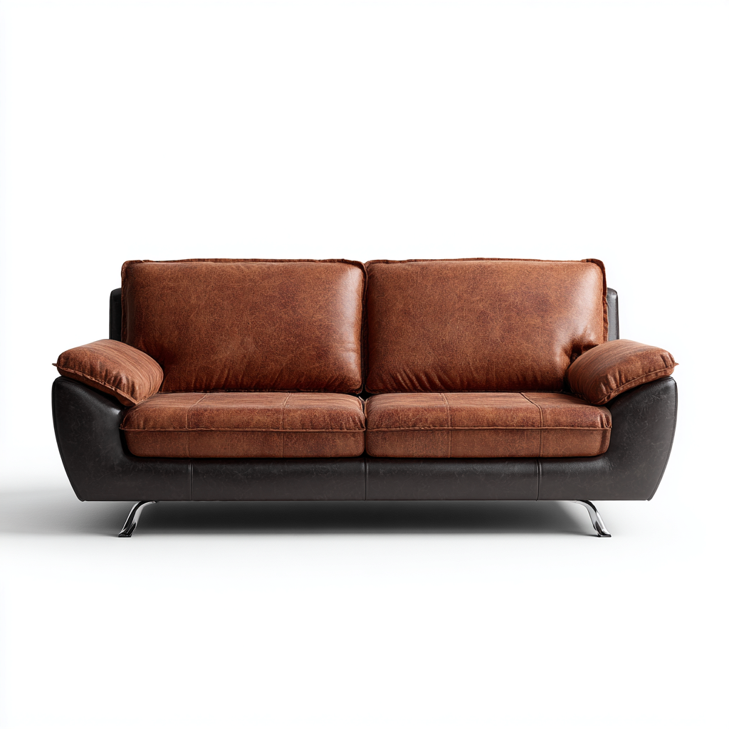 Divano A Due Posti Pelle 178x90x88 Cm - Marrone-Nero - Adatto Per Soggiorno - Design Moderno-Reststa