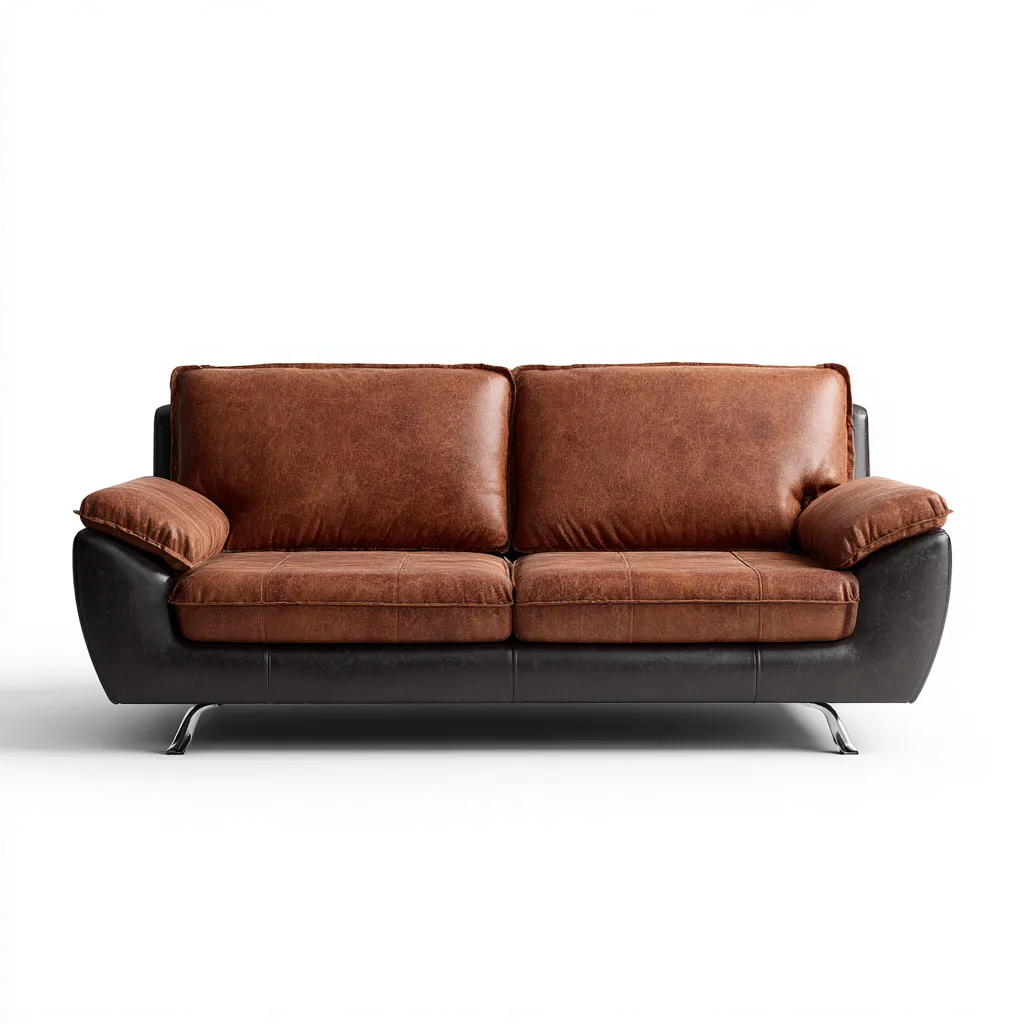 Divano A Due Posti Pelle 178x90x88 Cm - Marrone-Nero - Adatto Per Soggiorno - Design Moderno-Reststa