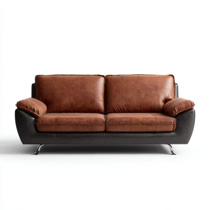 Divano A Due Posti Pelle 178x90x88 Cm - Marrone-Nero - Adatto Per Soggiorno - Design Moderno-Reststa