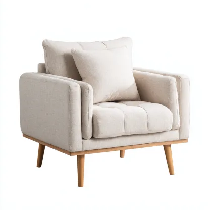 Poltrona Tessuto 84x82x86 Cm - Beige - Adatta Per Soggiorno - Design Scandinavo-Reststa