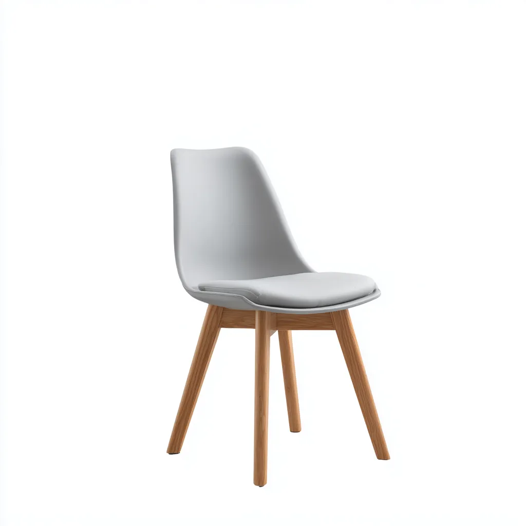 Sedia Da Pranzo In Plastica E Tessuto 48x52x83 Cm - Grigio-Legno - Design Moderno Per Sala Da Pranzo-Reststa