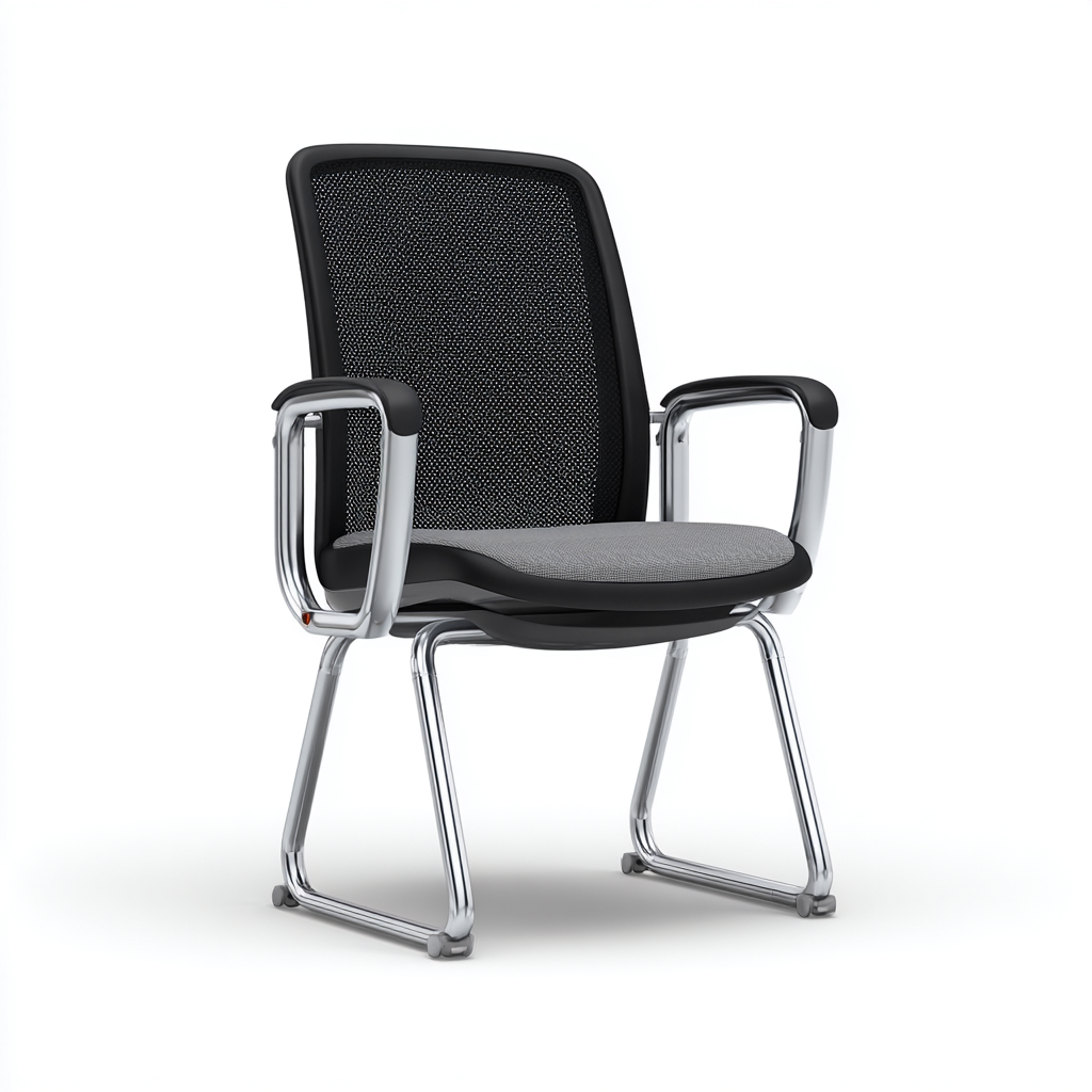 Sedia Da Ufficio In Rete 58x60x95 Cm Grigio-Nero Per Ufficio - Design Ergonomico Per Visitatori-Reststa