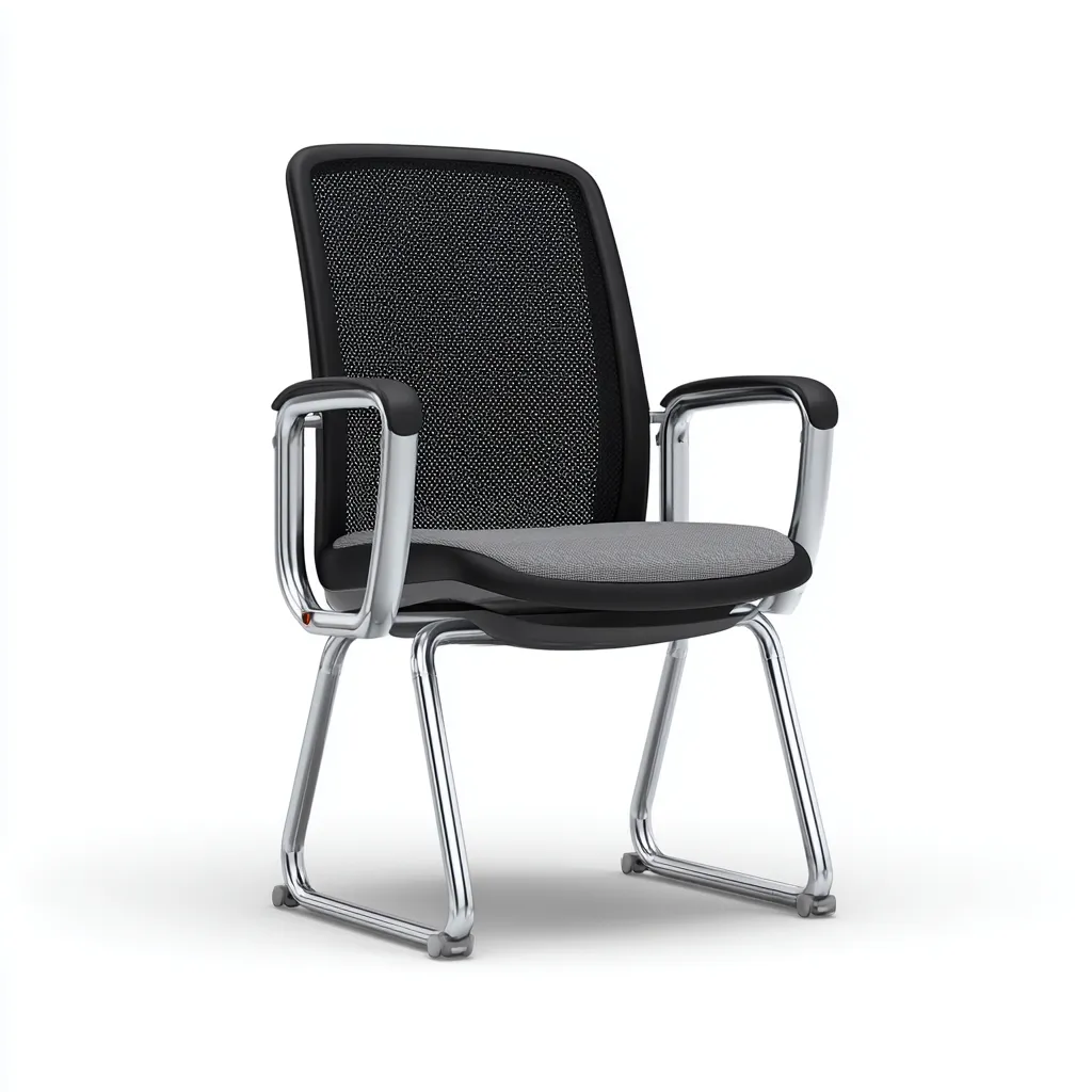 Sedia Da Ufficio In Rete 58x60x95 Cm Grigio-Nero Per Ufficio - Design Ergonomico Per Visitatori-Reststa