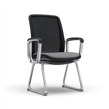 Sedia Da Ufficio In Rete 58x60x95 Cm Grigio-Nero Per Ufficio - Design Ergonomico Per Visitatori-Reststa