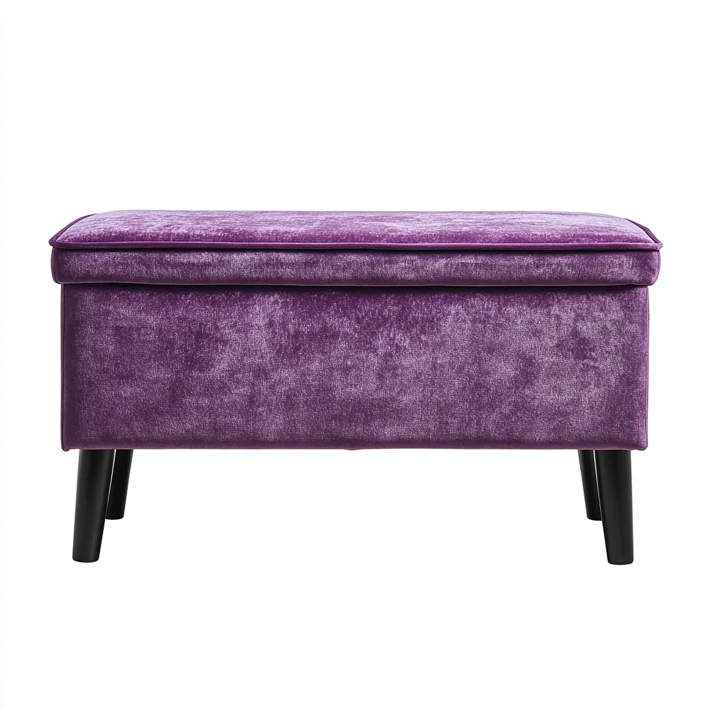 Panca Per Letto Imbottita Velluto E Legno 95x40x47 Cm - Viola - Design Moderno-Reststa
