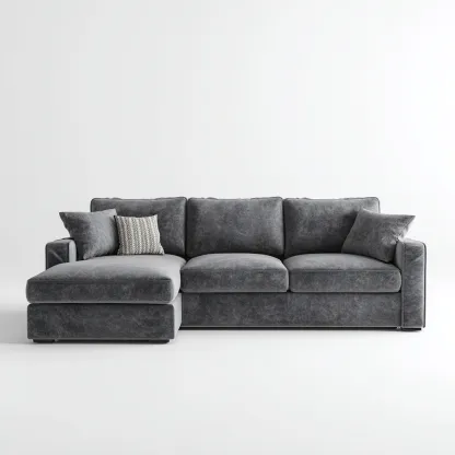 Divano Angolare Tessuto 265X160X85 Cm - Grigio Scuro - Adatto Per Soggiorno - Design Moderno-Reststa