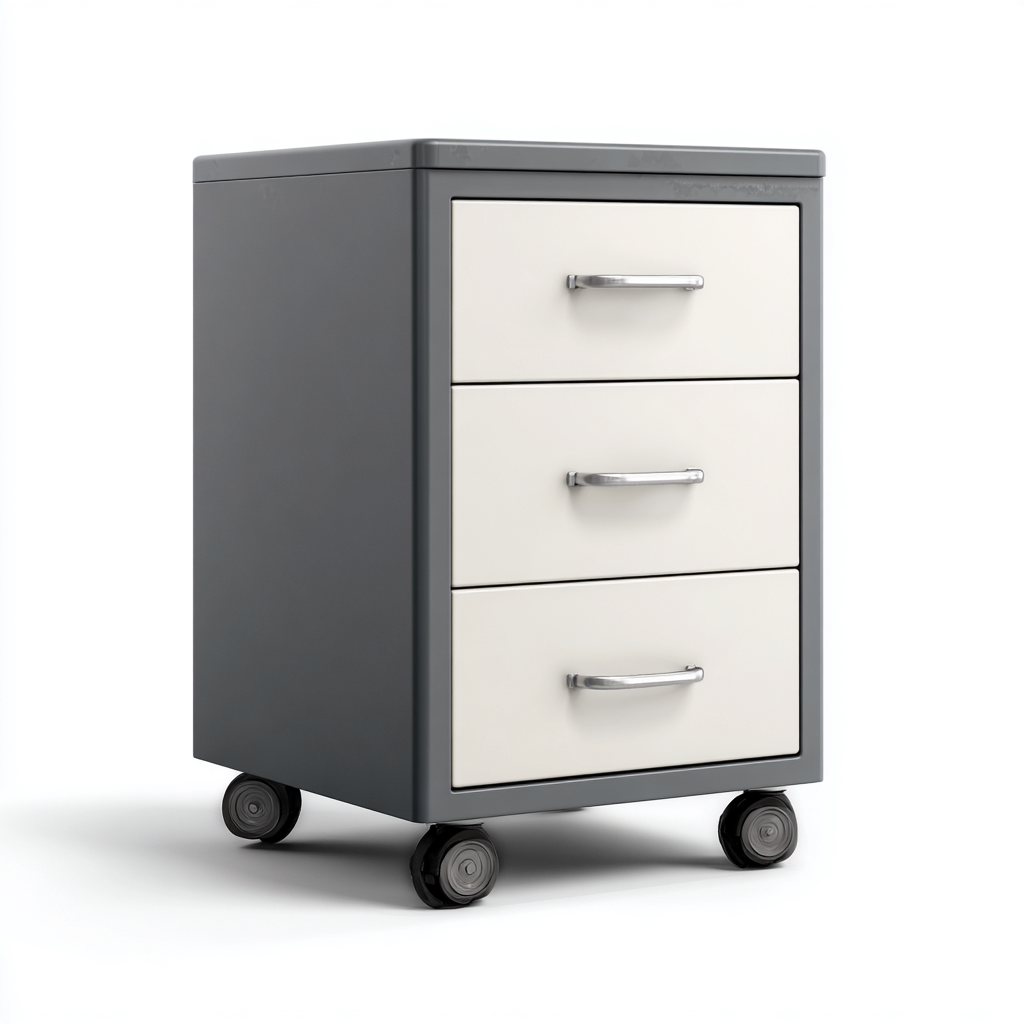Armadio Per Ufficio Mobile In Metallo 40x45x60 Cm - Grigio-Bianco - Con Ruote Per Archiviazione-Reststa