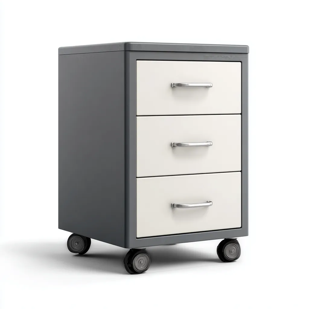 Armadio Per Ufficio Mobile In Metallo 40x45x60 Cm - Grigio-Bianco - Con Ruote Per Archiviazione-Reststa